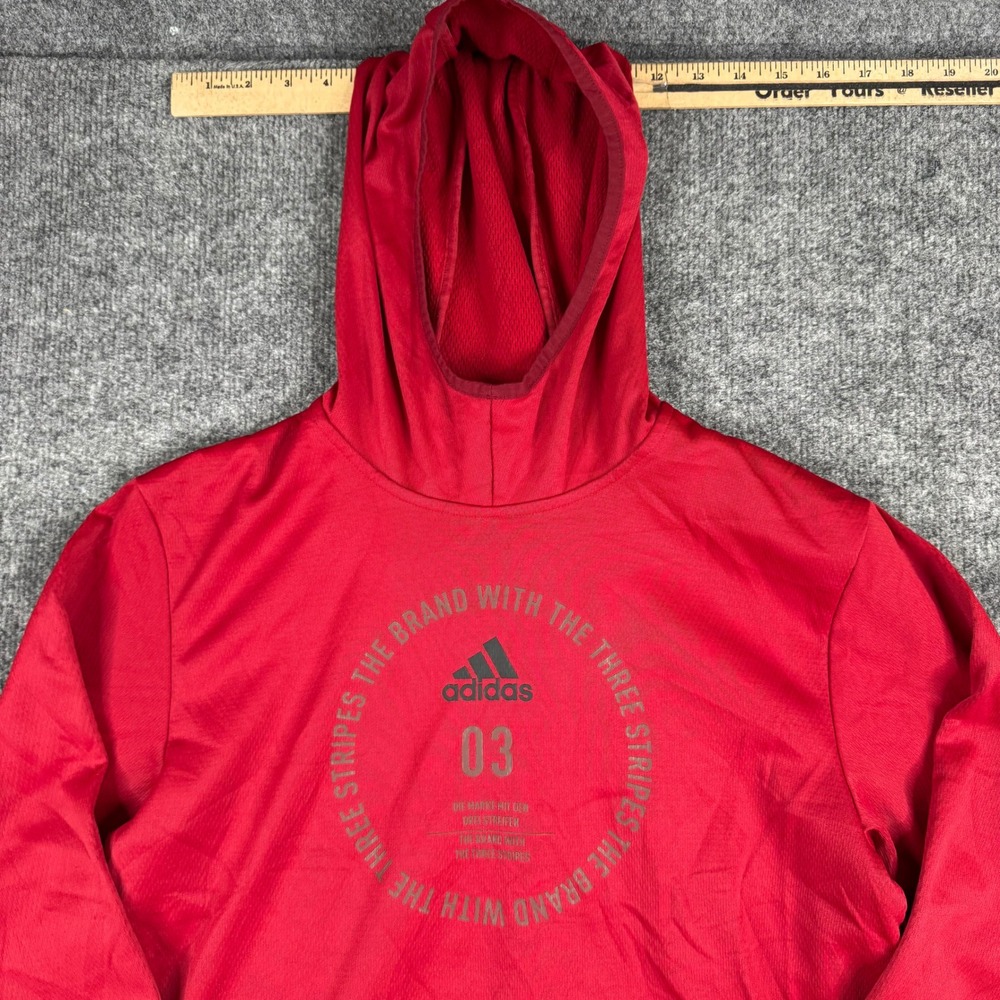 Adidas Hoodie Mens Size S Red Graphic Logo Lightweight Athletic Sweatshirt